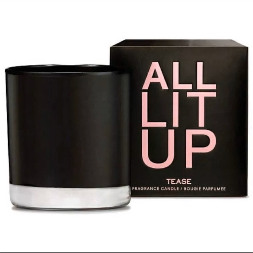 Victoria secret black pink tease glass candle new